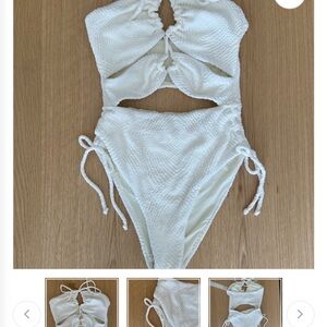 DEVON WINDSOR White Textured One Piece Swimsuit